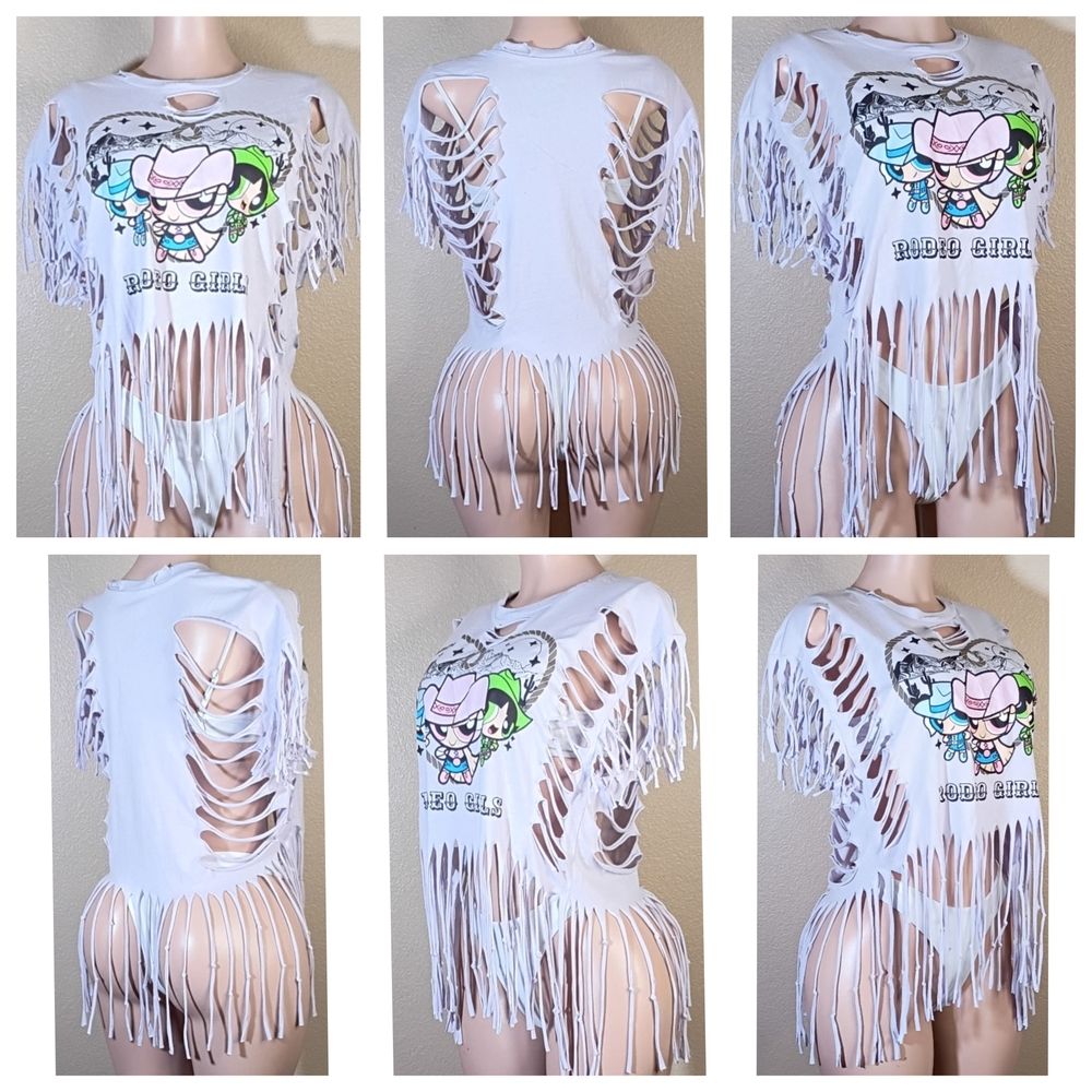 Rodeo Girls Power Puff.Girls Distressed.Tee